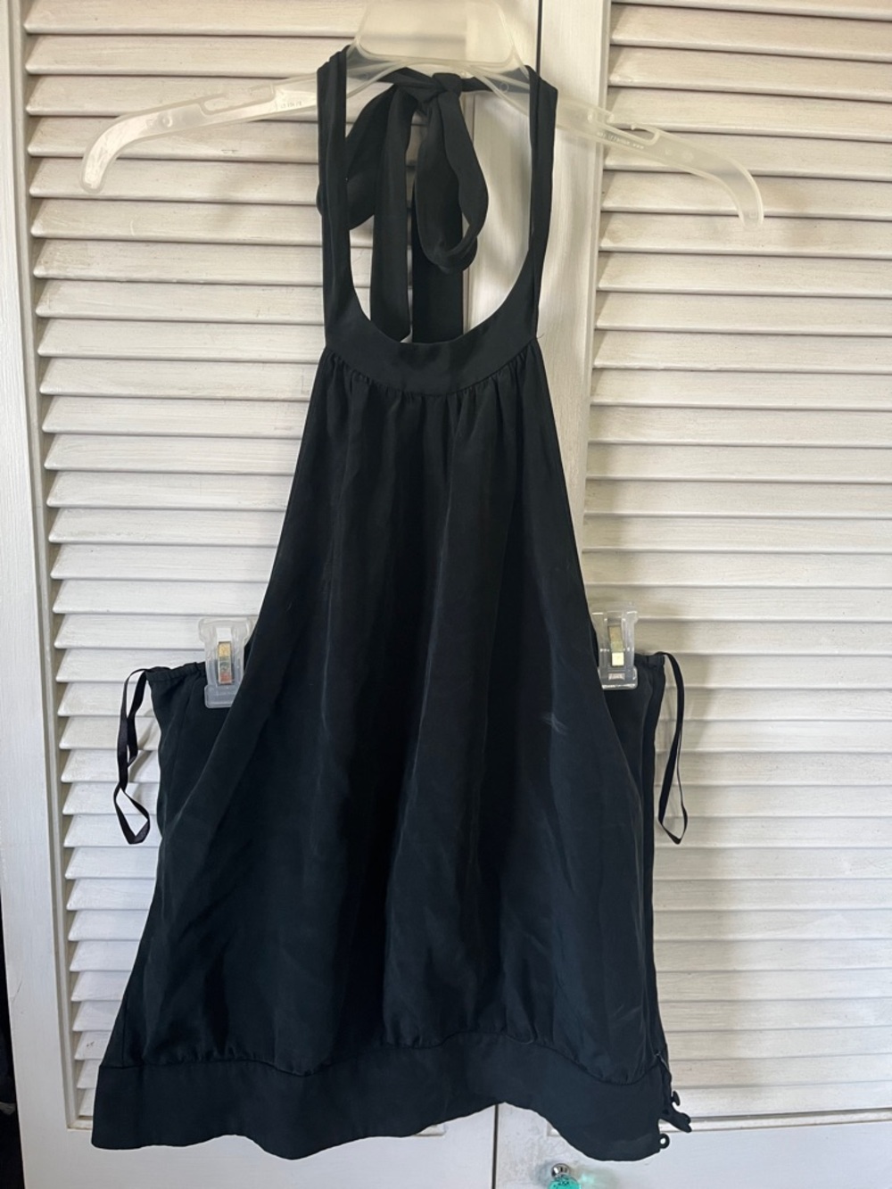 Lord & Taylor Black Halter Tie-Neck Top